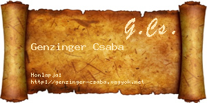 Genzinger Csaba névjegykártya